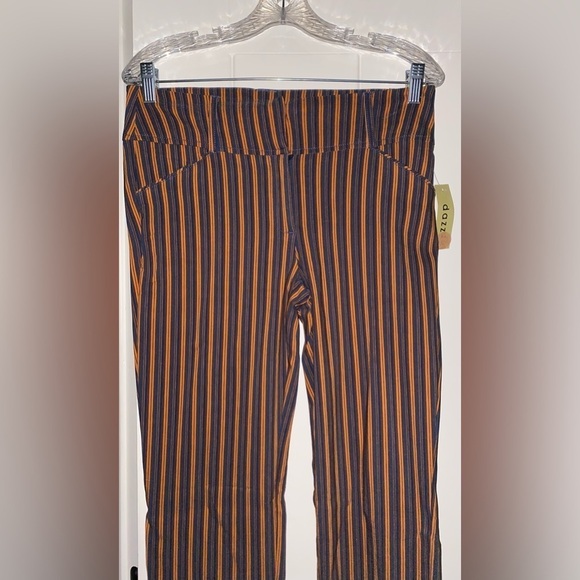 Dazz Stripe Skinny High Waist Pull-On Pants Women L Boho Hippie Festive NEW - Picture 6 of 11